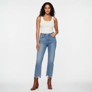 Agolde Riley High Rise Straight Cropped Jeans - Distressed Hem - Size 24